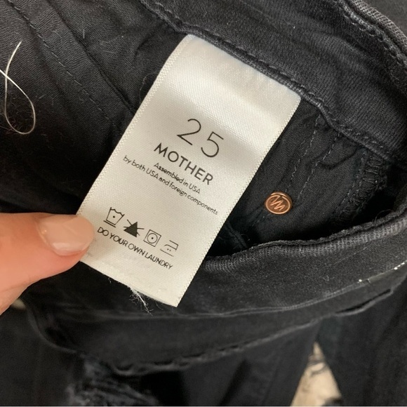 MOTHER looker ankle fray distressed jeans guilty as sin black size 25 - Picture 6 of 10